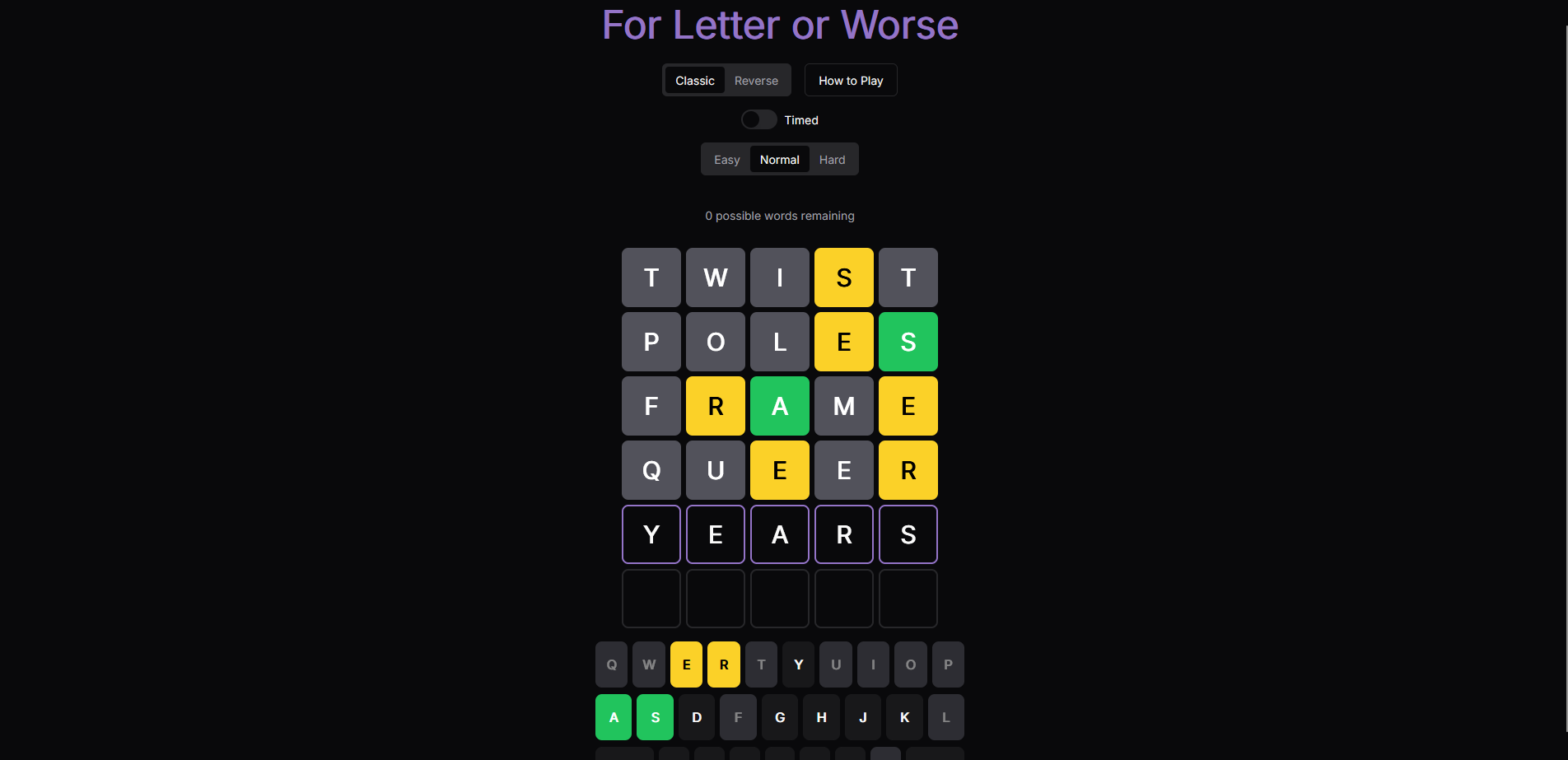 For Letter or Worse Game Screenshot