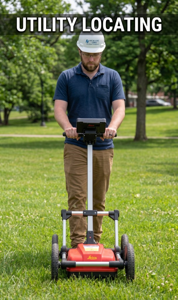 Carter performing GPR utility locating — Arcbound Logic principal